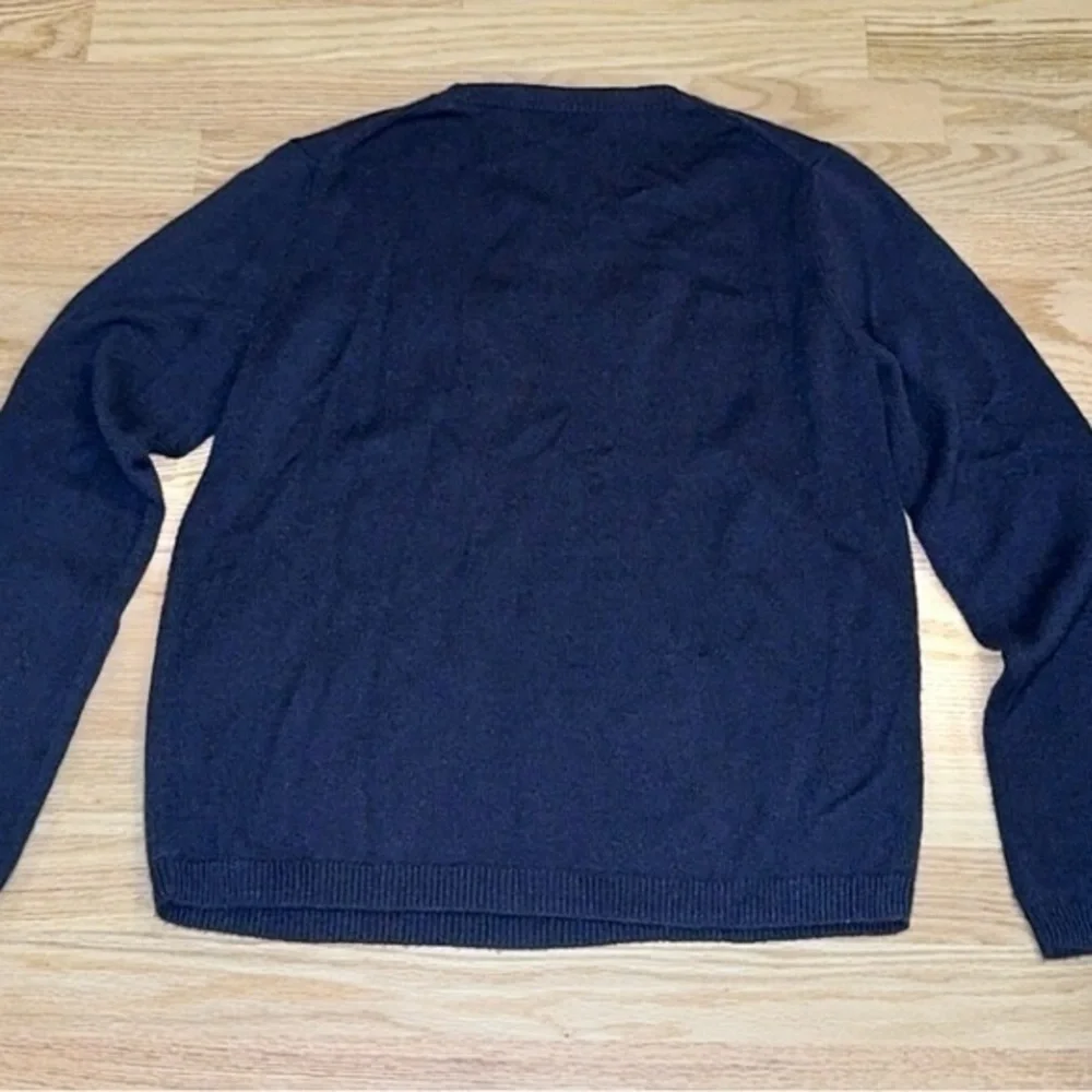 Kate Spade Broome Street Navy Blue Wool Blend Owl Crewneck Sweater Large‎